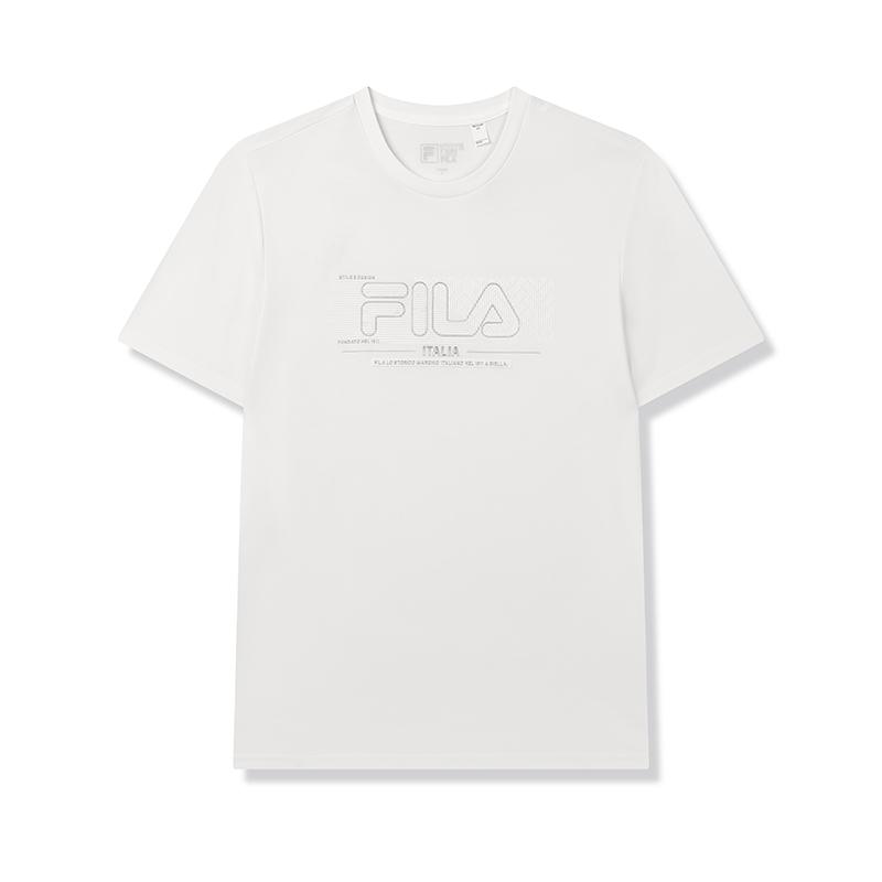 Fila Белая серия Простая Удобная Универсальная Трикотажная Футболка с Коротким Рукавом Мужские Топы F11M523101F-WT
