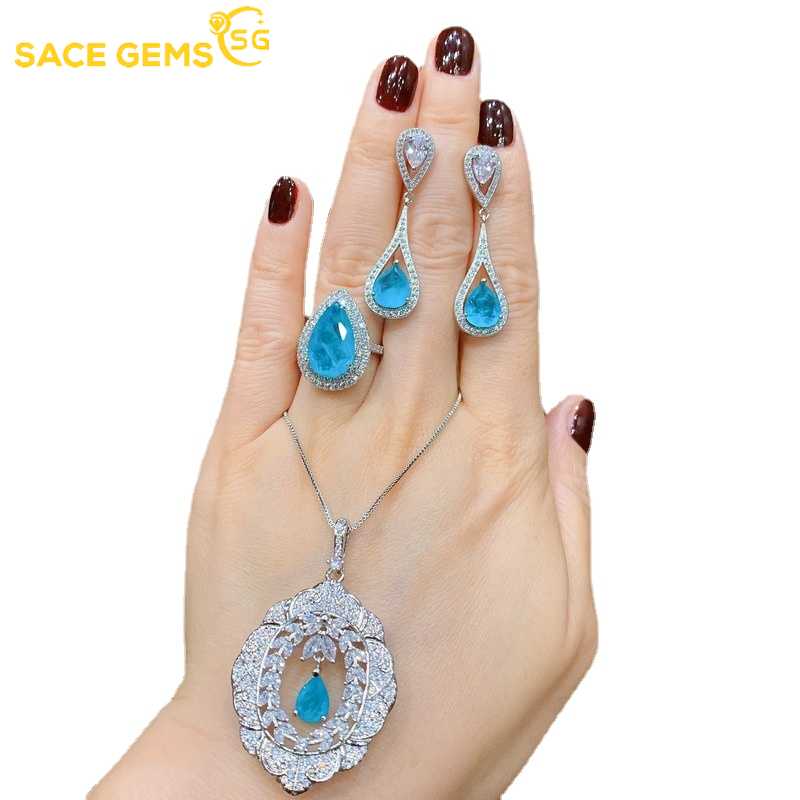 Sace Gems Классические кольца из медного сплава с цирконием, серьги, кулон, ожерелье, комплекты ювелирных изделий, подарки для свадебной вечеринки