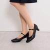 Himiko 5cm Heel Square Toe Strap Pumps/600004 Black 230
