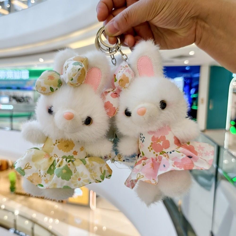 12CM Plush Rabbit Keychain Soft Stuffed Animal Keyring Backpack Bunny Charm for Car Bag Decoration