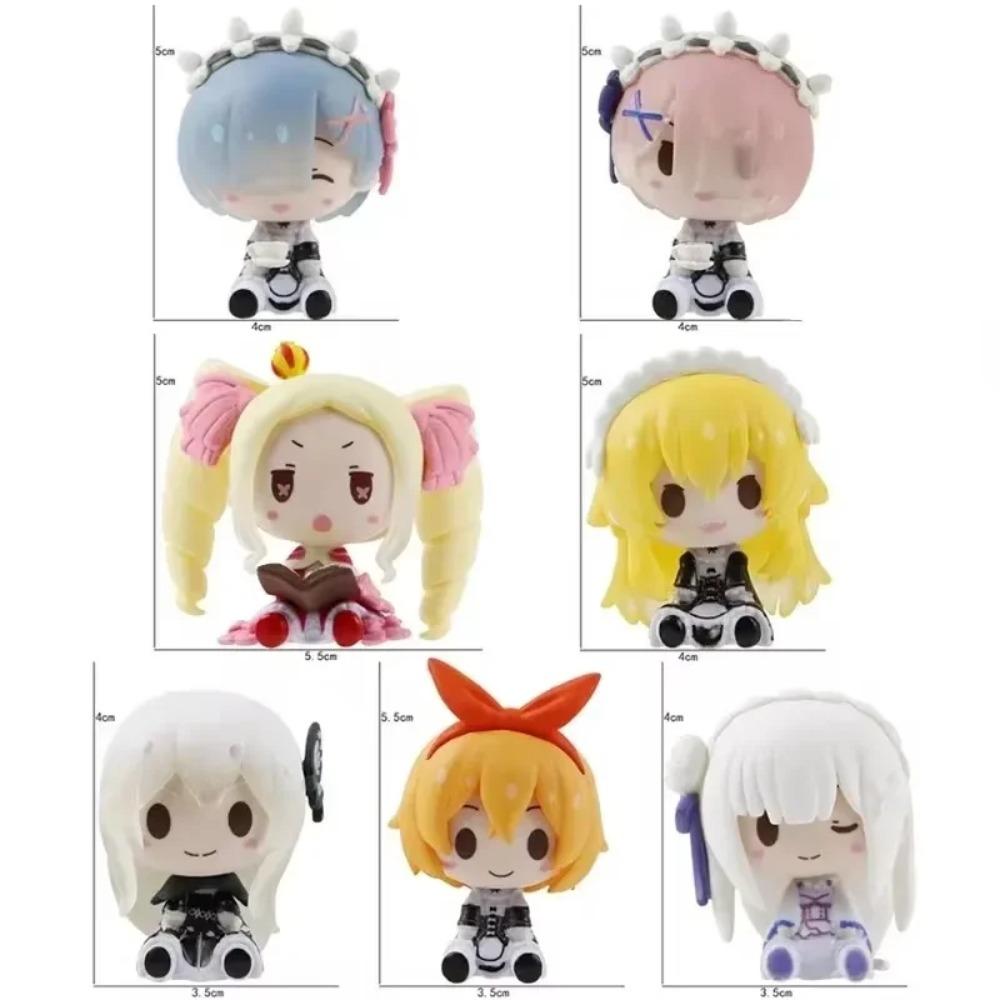 Милая фигурка Рем из Re Zero Мини-статуэтка Эмилии Рам Кавайное аниме Re:Нулевая Фигурка Скульптура Украшение для Дома Орнамент Аксессуары для Стола