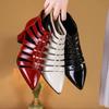 Fashion Fall New Block Heel Sandals Women's Fashion Pointed Toe Cutout Breathable Rear Zipper Non-Slip High Heels