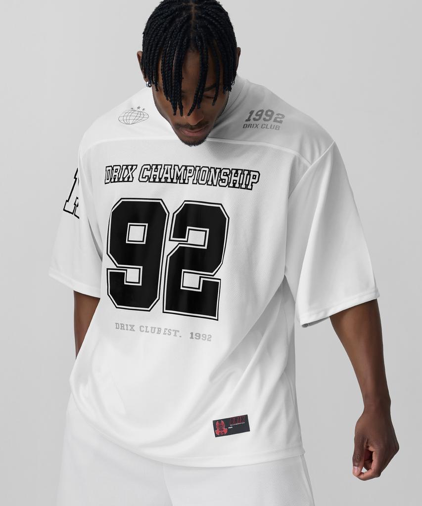 DRIX Rugby Oversized Mesh Jersey Half Sleeve_White