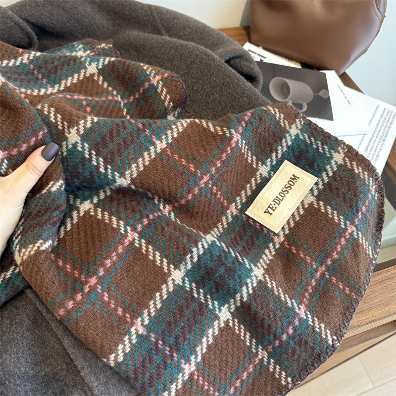 2024 Autumn/Winter Oversized Plaid Red Scarf, Unisex Christmas Shawl Neck Warmer