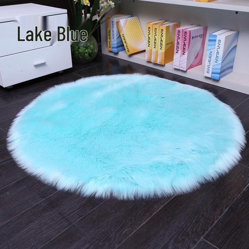 White Faux Wool European-Style Plush Cushion for Butterfly Chair or Vanity Stool