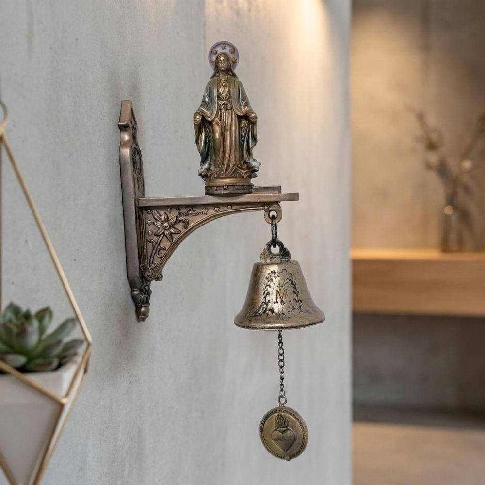Antique Medal Doorbell Metal Bell Figurine Hanging Bell Sturdy Durable Holy Resin Figure Patio