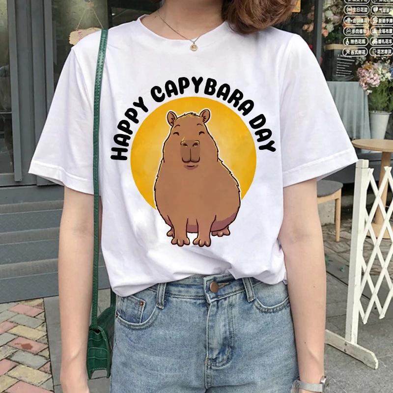 Cute Capybara Clothing T-Shirt Unisex Vintage Cartoon T Shirt FeUnisex Casual Anime Top Tees T Shirt Unisexga Unisex Graphic Tee Tops