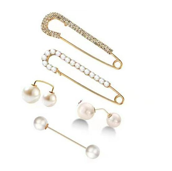 Брошь-булавка с имитацией жемчуга и стразами для подчеркивания талии, Защитная булавка от открывания, Прямая вставляемая булавка.