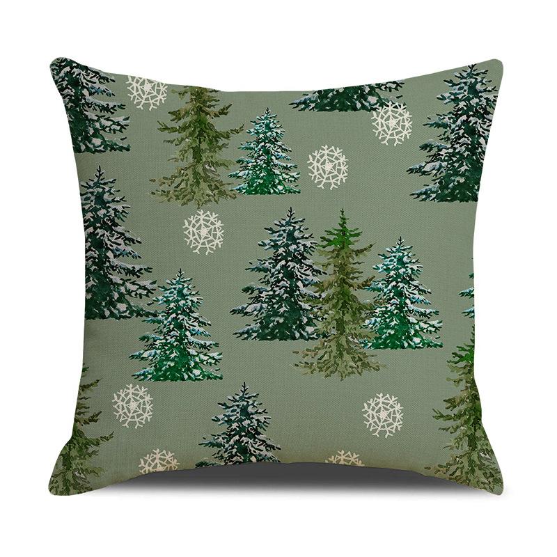 Christmas Pillow Case Christmas Tree Linen Print Sofa Cushion Home Living Room Cushion Combination Pillow