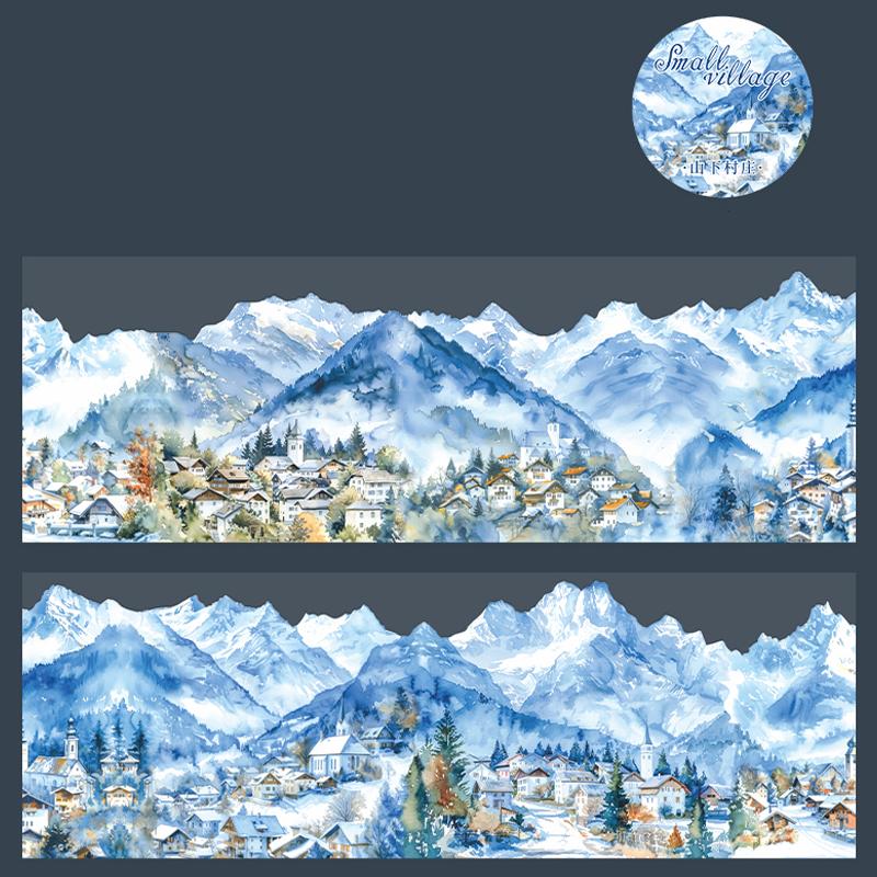1 рулон/пакет Ландшафтная лента ПЭТ Серия «Маленькая деревня» Дом Ландшафт Ручной аккаунт Основной материал DIY Украшение Открытка Подарок Наклейка