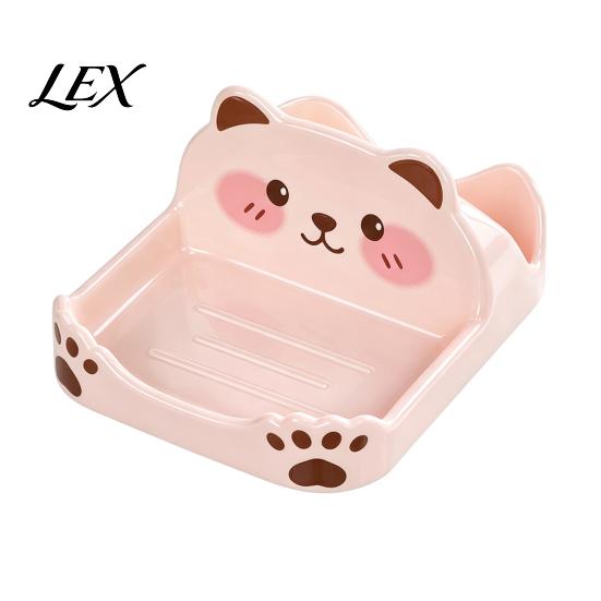 Decorative Kitchen Counter Organizer Cute Bear Pot Lid Holder for Countertop, Multipurpose ABS Practical Cooking Helper Plastic Spatula Spoon