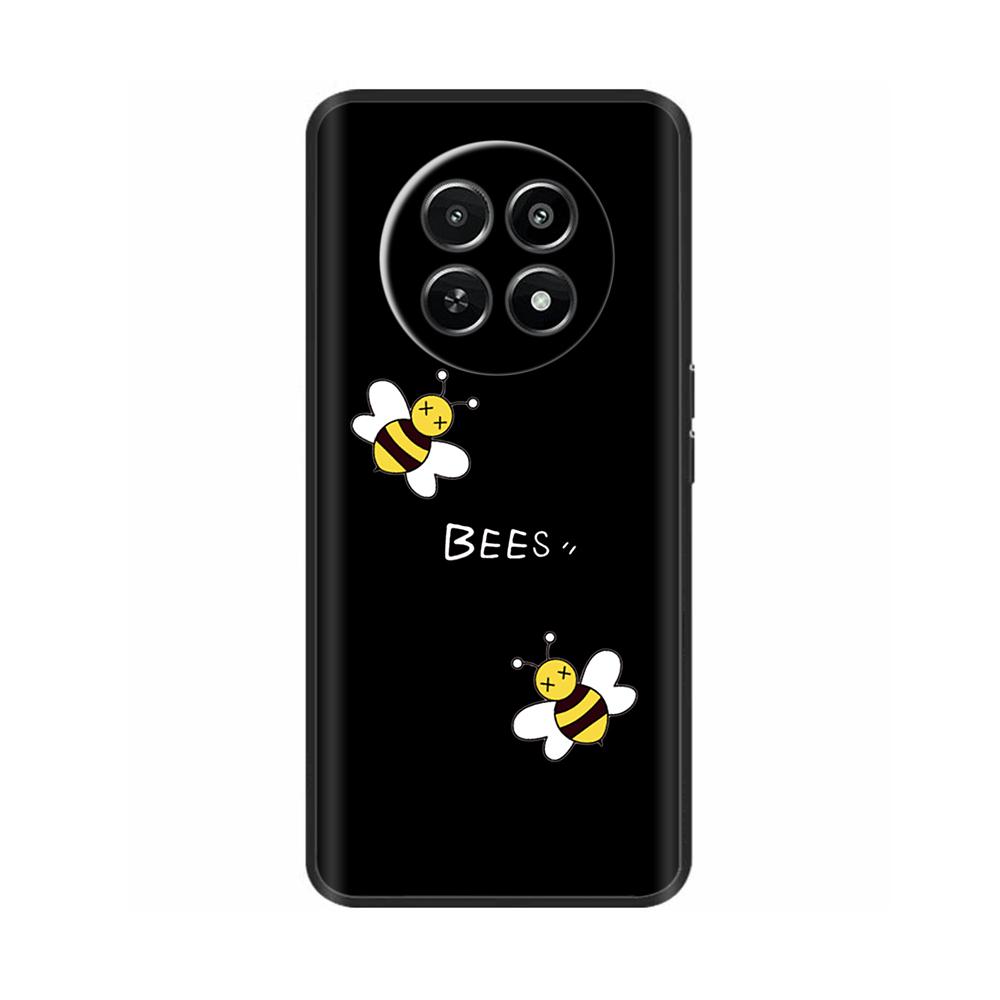Для Realme 12 5G 12X Чехол для телефона Цветочный принт Мягкий черный ТПУ Fundas Для Realme12 12 X Защитный бампер Para Coque Etui Capas