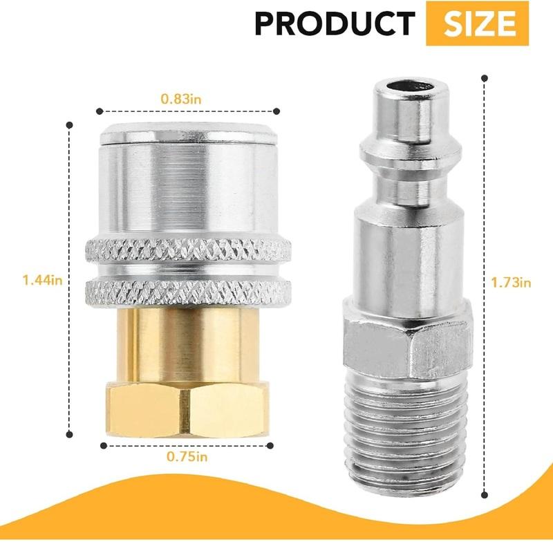 2Pcs Closed Flow Brass Straight Tire Lock on Air Chuck 1/4FNPT Standard Male Quick Plug for Tire Inflator Gauge & Air Compressor