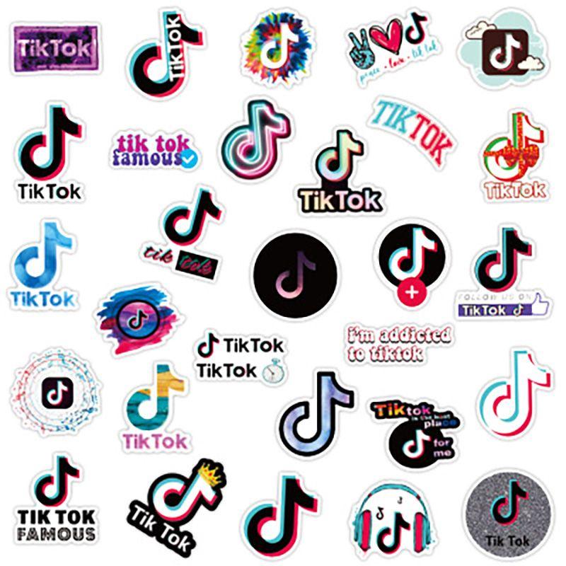 50 шт. Водонепроницаемые разноцветные наклейки с логотипами приложений Tiktok для коротких видео, для креативного декора