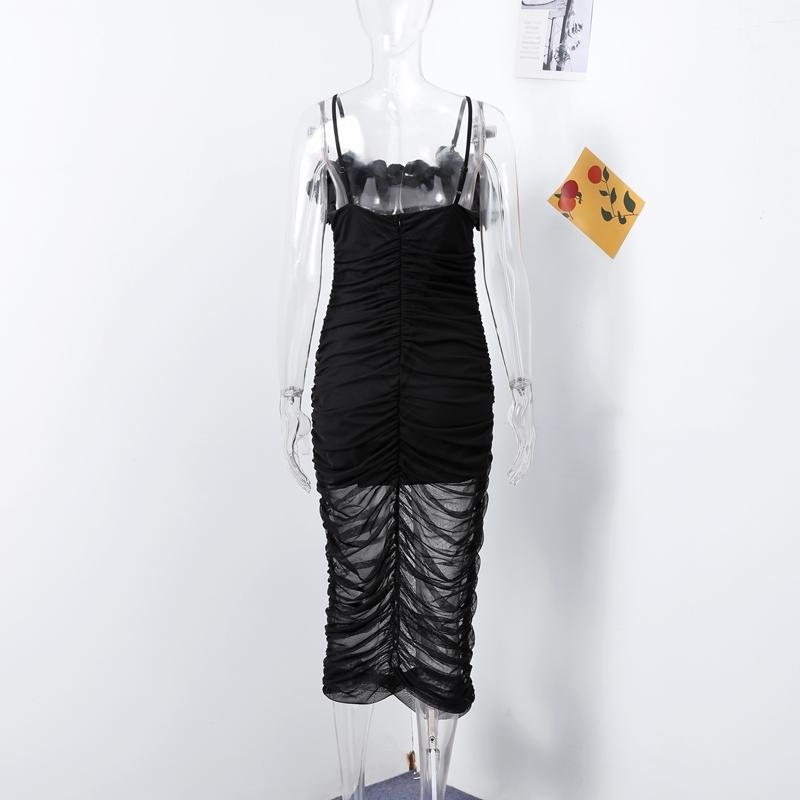 Платье-комбинация с оборками и складками, женское облегающее, с запахом, длинное, сексуальное, с открытой спиной, на бретелях, летняя новая мода
