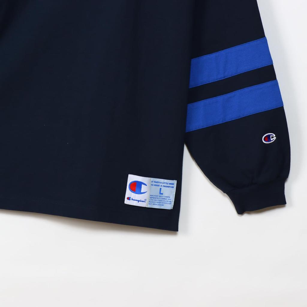 Футболка с длинным рукавом и круглым рисунком, цвет «боевой темно-синий» [Champion], рукав, горловина, 100% хлопок, принт, футболка, стиль, C3-Z402, мужская,