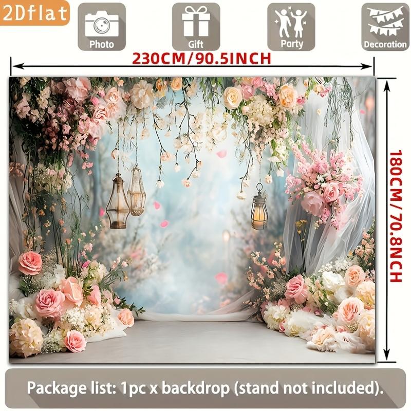 1 piece 2D flat party banner polyester backdrop with delicate floral vintage wall covering for wedding room decoration wsj