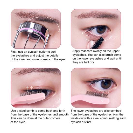 1/2Pcs Eyelash Separator Comb Foldable Handle Lash Separator Tool Stainless Steel Teeth Eyelash Separating Brush Mascara Applicator Comb Women Makeup