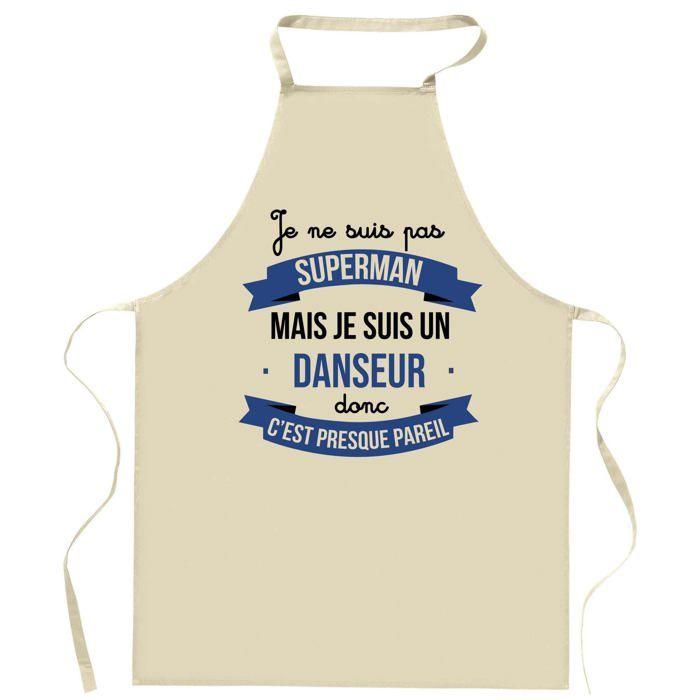 Tablier de cuisine - Danseur Superhéros - Coton résistant - Impression DTG France - Liens réglables