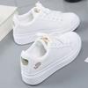 Fashion Women's Little White Shoes 2024 Autumn Rose Embroidered Thick Sole Leather Casual Student Board Shoes