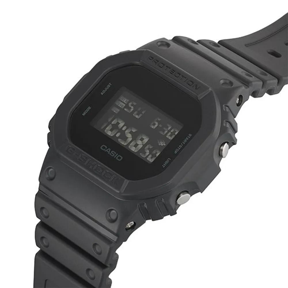 LNW Unisex All-Black Square Waterproof Wristwatch_ DW-5600UBB-1DR