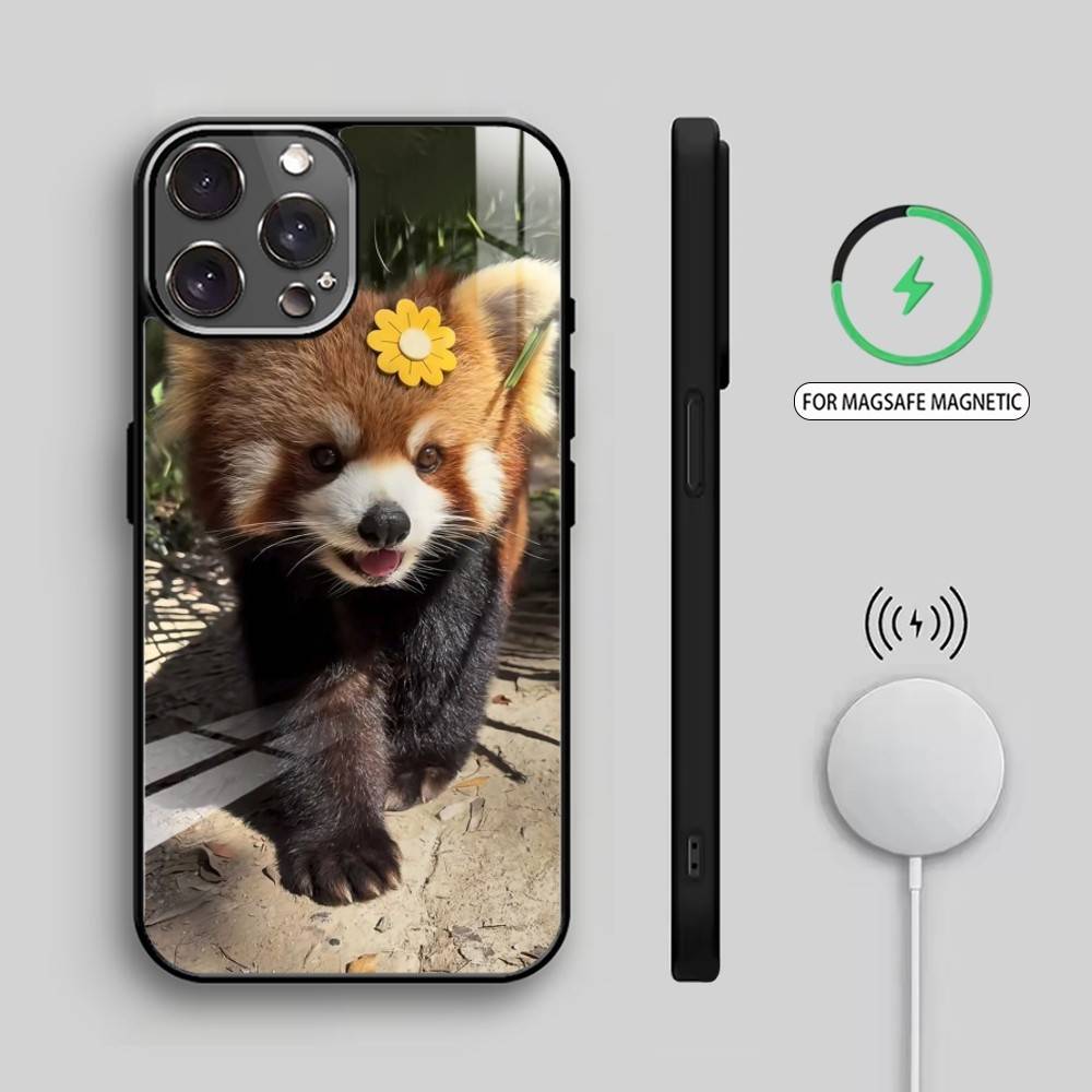 B-Beyond cute Western Red Panda Phone Case For iPhone17,16,15,14,13,12,11 Plus,Pro Max Magnetic For Magsafe Wireless Charging