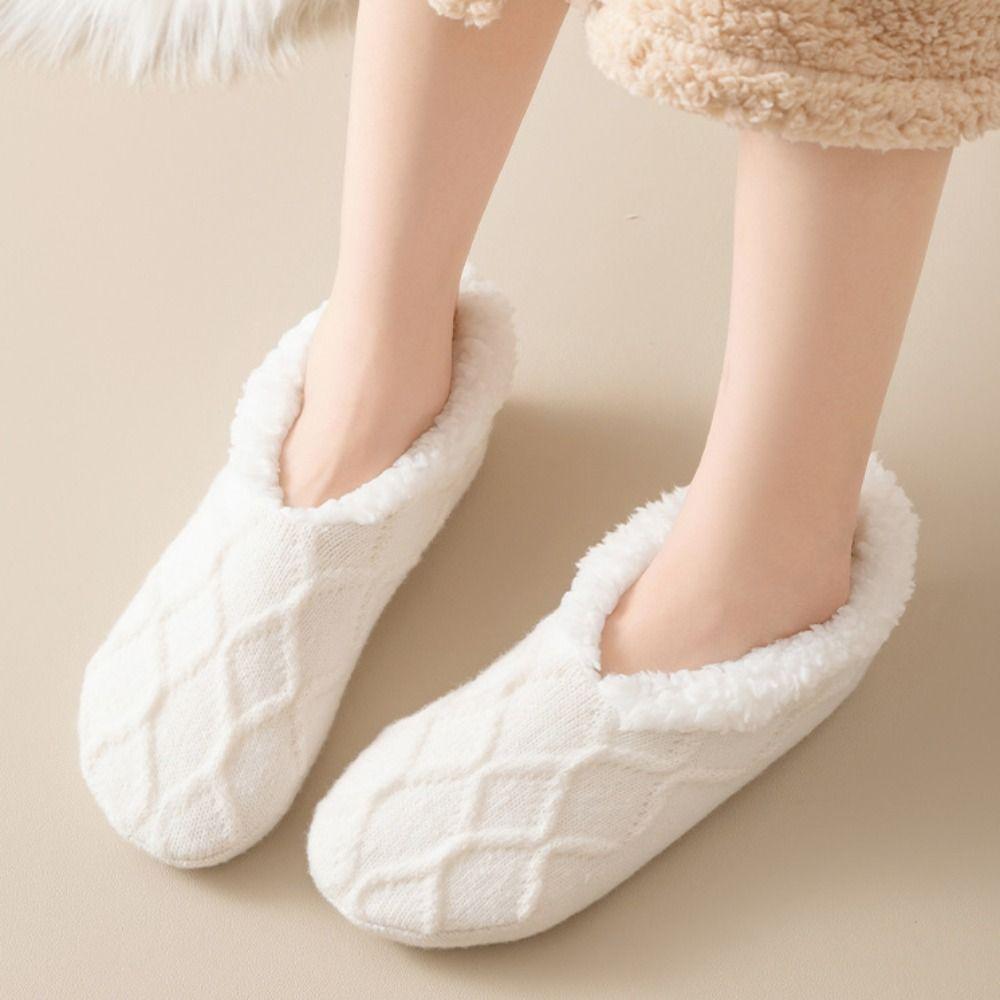 Silica Gel Thicken Velvet Socks Patchwork Sleeping Socks Cute Fleece Socks Women  Fall/Winter
