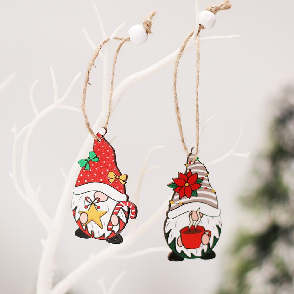 Рождественский гном, подвесные украшения, кукла Санта, деревянные подвесные ремесленные украшения для декора рождественской елки, праздничная вечеринка, 12 шт.