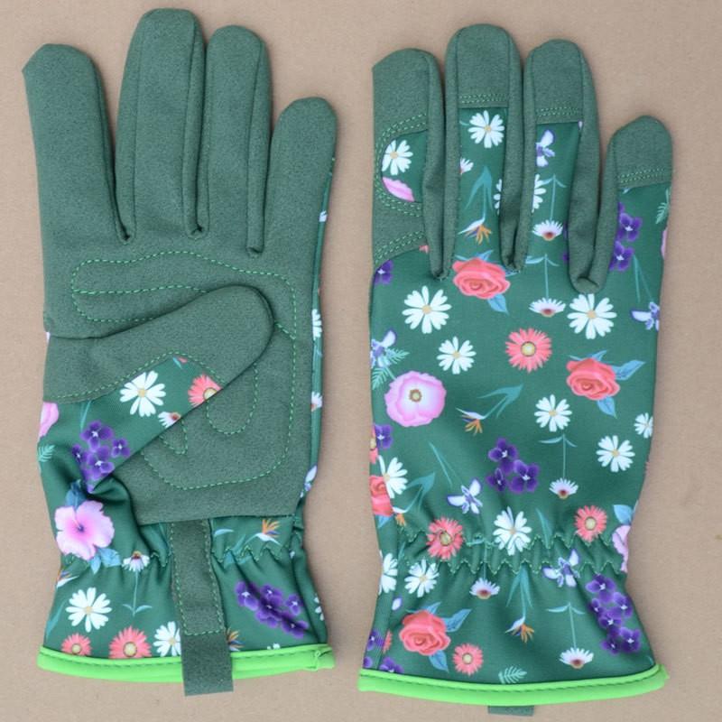 Womens Garden Gloves Breathable Durable Anti-Puncture Floral Print Flexible Gardening Farming Outdoor Work