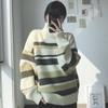 Autumn Winter High Collar Women's Sweater New Loose Pullover Sweaters Warm Stripe Vintage Sweater