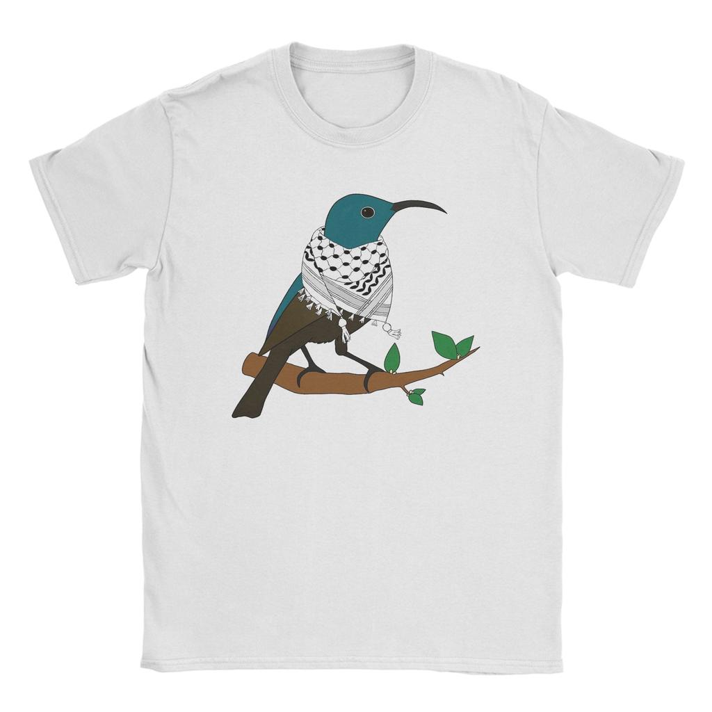 Oversized T Shirt Summer Palestine Sunbird Wearing Keffiyeh Scarf Hip Hop T-Shirts Cotton Tshirt Male Y2K Basic Design Top Tees
