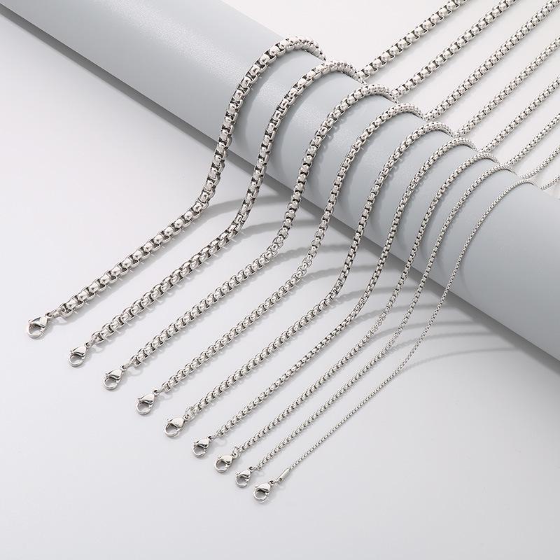 Квадратное жемчужное ожерелье из нержавеющей стали и титана для мужчин и женщин