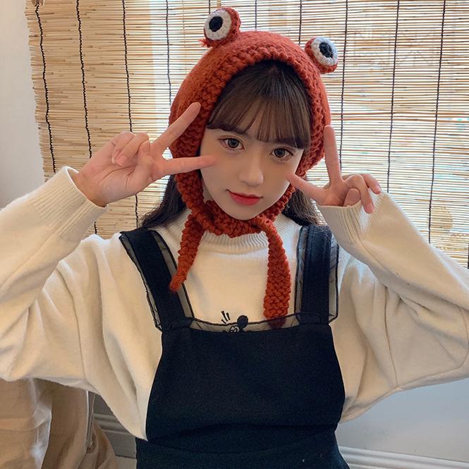 Зимние черепа, милая женская шапка-лягушка, вязаная крючком вязаная шапка, костюм, шапка-бини, шапка, женский подарок, кепка в стиле хип-хоп, реквизит для фотосессии, вечерние