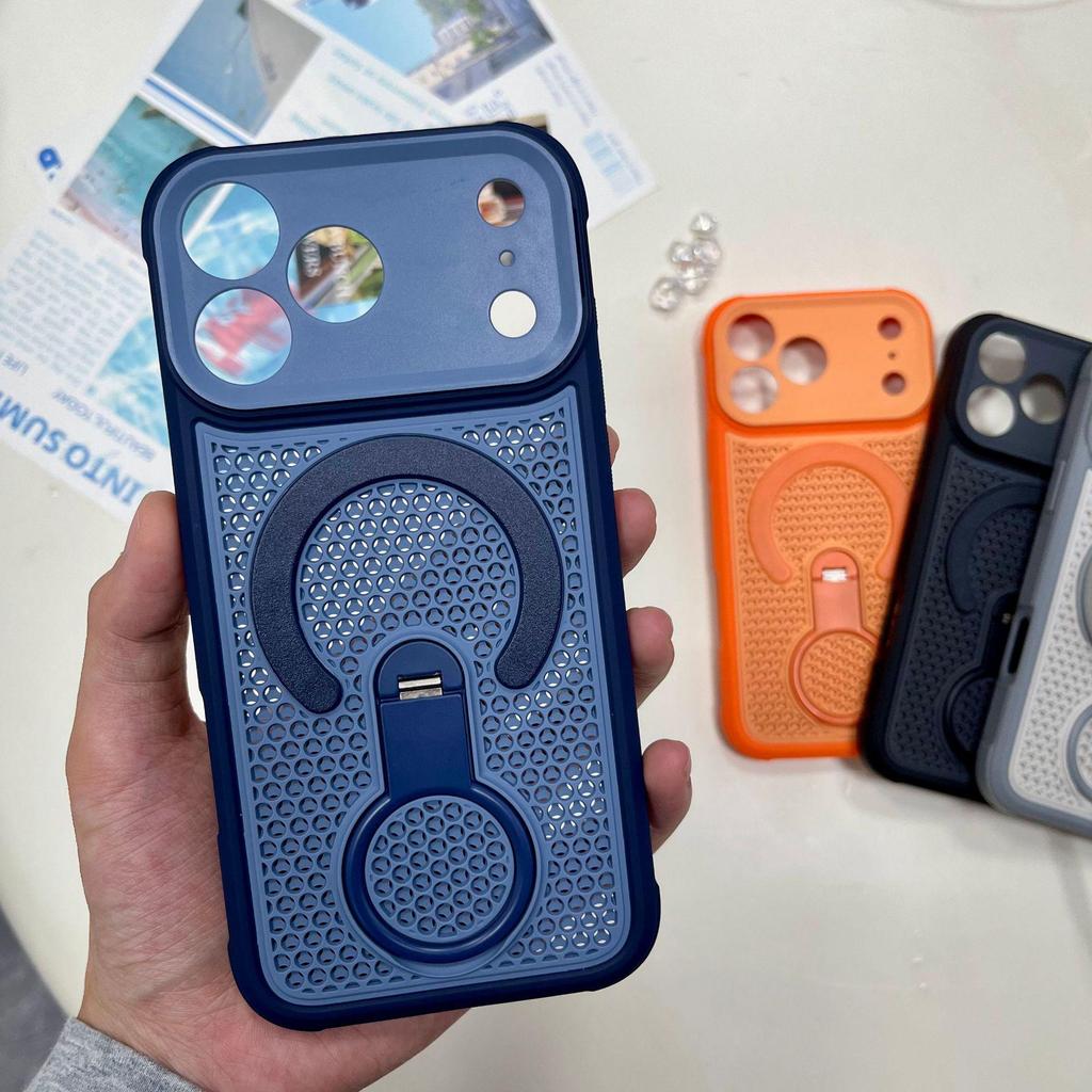 Магнитный чехол для iPhone 17 Pro Max с вращающейся на 360° подставкой и системой охлаждения