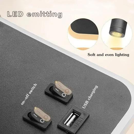 Светодиодный настенный светильник с зарядкой через USB и двойным переключателем управления, головка лампы может вращаться на 330 ° для внутреннего освещения коридора у кровати