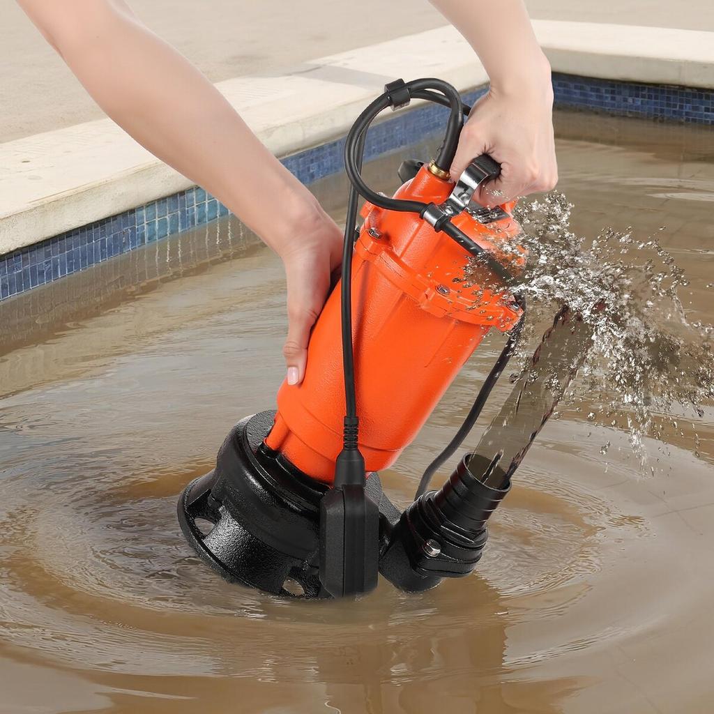 1500W Submersible Trash Pump, 21000 L/H, Cast Iron Submersible Sump Sewage Pump with Automatic Float Switch, 18M Max Lift, Draining Dirty Clean Water,