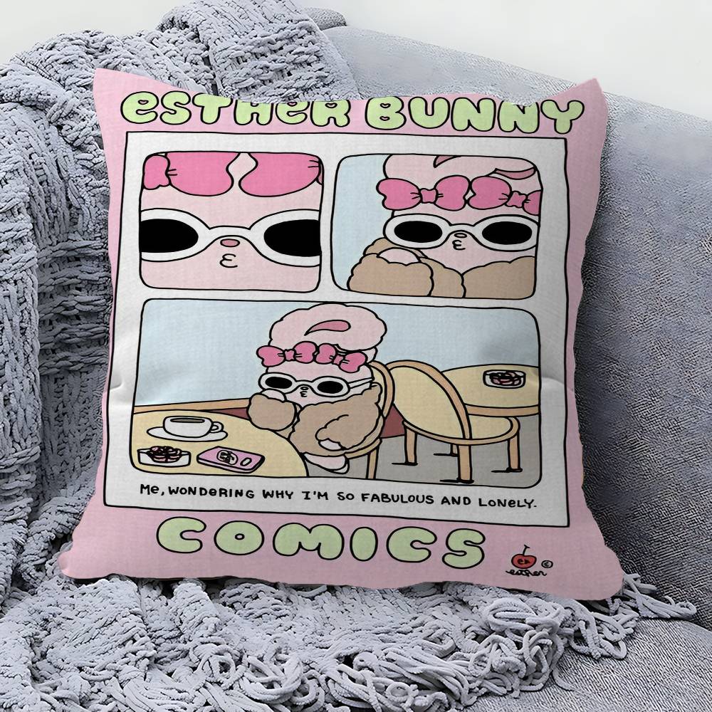Anime Esther Bunny Personalized Pillow Dust Cover Bedroom Kids Party Decoration Pillowcase Birthday Children Gift