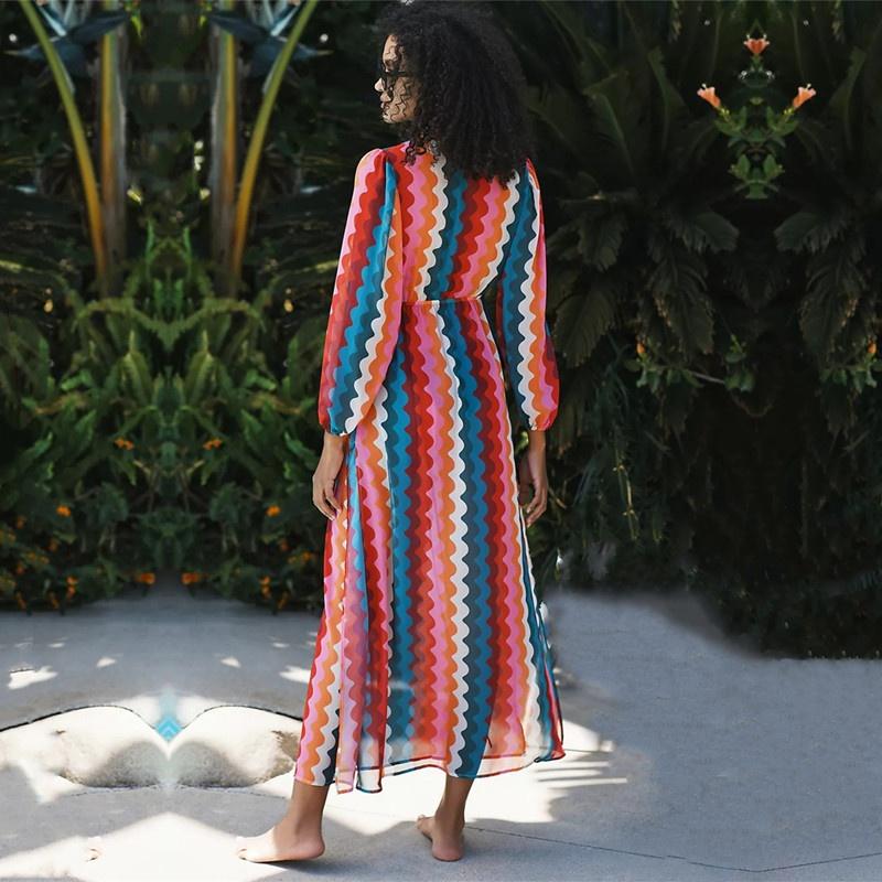 EDOLYNSA Bikini Cover-ups Sexy Bowknot Summer Vacation Maxi Dress Tunic Women Clothes Beach Wear Swim Suit Cover Up Q1466