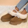 Fashion Crystal Bowknot Faux Fur Snow Boots Women Winter Warm Thicken Plush Platform Ankle Boots Woman Non Slip Thick Sole Cotton Shoes