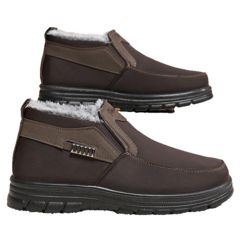 New Winter Cotton Shoes for Men, Thick Warm Soft Sole Cloth Boots, Polyurethane Outsole Winter Boots for Elderly Men