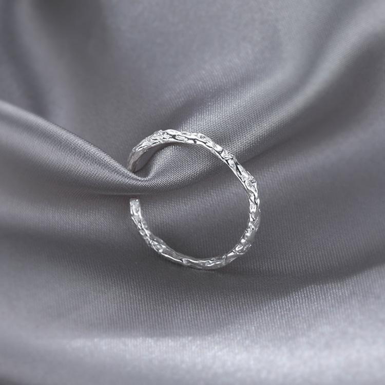 S925 Sterling Silver Vegetarian Ring Sugar Paper Ring Women's Simple Commuter Cold Wind ins Irregularly Folded Tin Tissue Open Ring