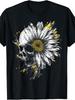 Halloween Daisy Skull Art T-Shirt Unisex, Summer 2025, Short Sleeve, Printed, 180G, Round Neck, Vi