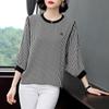Fashion Striped  T-shirt Women's Clothing Round Neck Commute Spring Summer Casual 3/4 Sleeve Korean Loose Pullovers