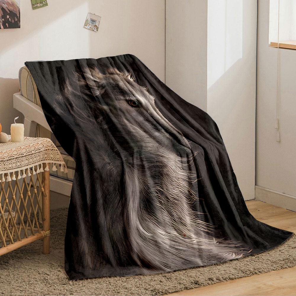 Elegant Long-Haired Dog Portrait for all seasons blanket lunch break throw gift