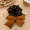 Retro Korean Blue & Brown Plaid Scrunchie, Girly Autumn/Winter Schoolgirl Bow Hair Tie