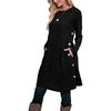 Women's Colorful Cotton Knitted Long Sleeved Buttoned Pocket A-line Fashionable Casual Dresses