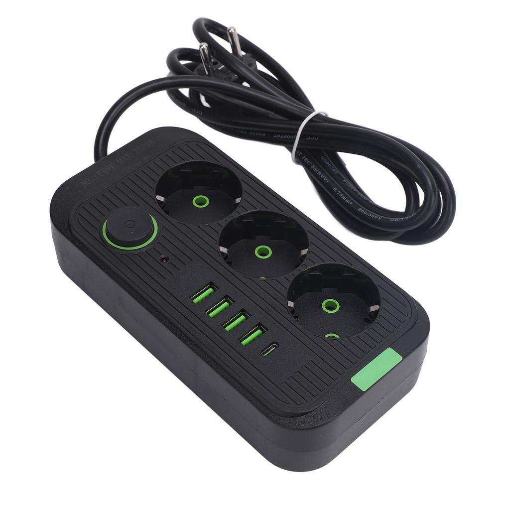 Европейский удлинитель 3 розетки 4 USB 1 порт Type C настенный удлинитель электрической розетки с 2 м