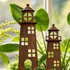 2 шт. Ржавый маяк Садовые колышки Металлические плоские колышки-маяки для двора Прибрежное уличное украшение для заднего двора, газона, клумбы