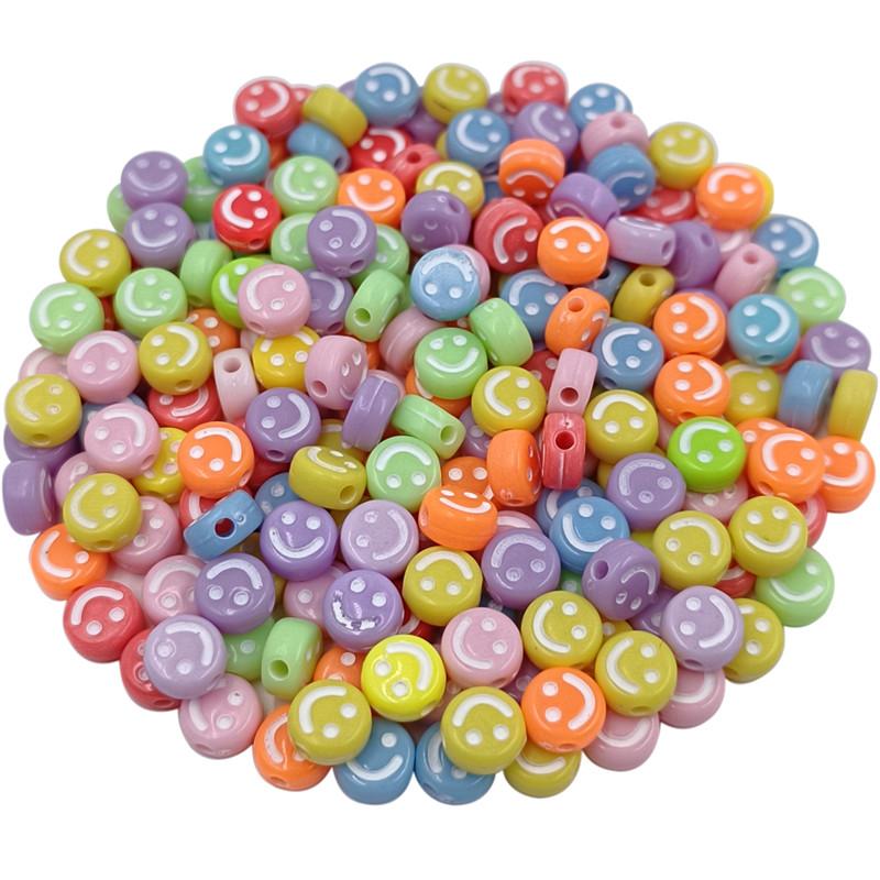 Высококачественные круглые плоские креативные бусины Smile 50 шт. 7 мм для сережек, ожерелий, смешанных цветов, аксессуары для ювелирных изделий своими руками, свободные бусины