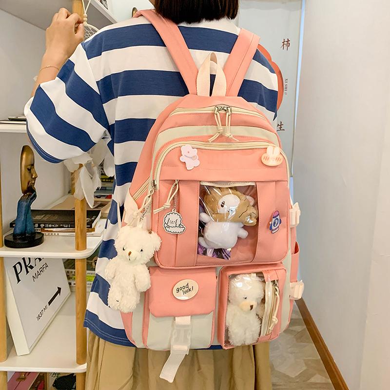 5 шт. в комплекте Kawaii рюкзак для девочек для школьников, школьная сумка для девочек-подростков, школьная сумка, сумки для книг, пенал, женский дорожный рюкзак, сумка-тоут